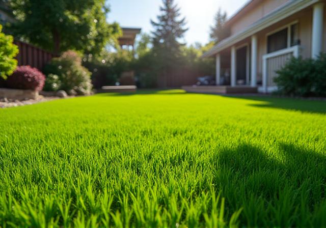 A perfectly installed green backyard lawn ready for enjoyment