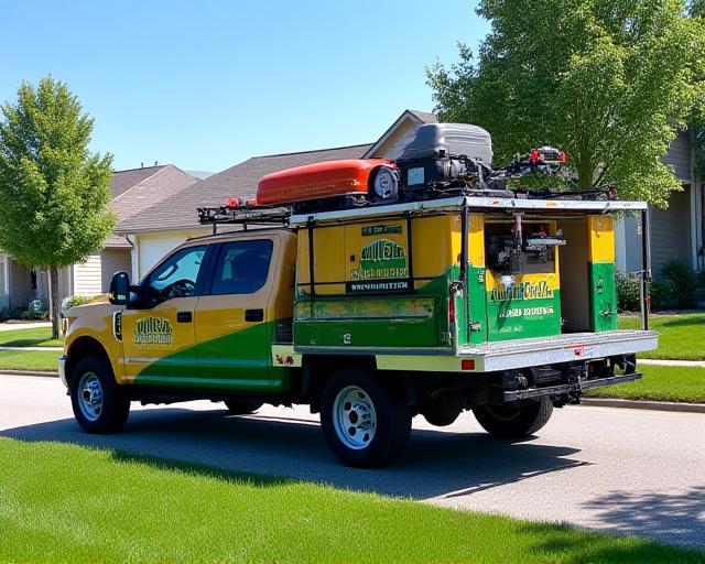 Turf Knight team truck loaded with equipment in Orange Park